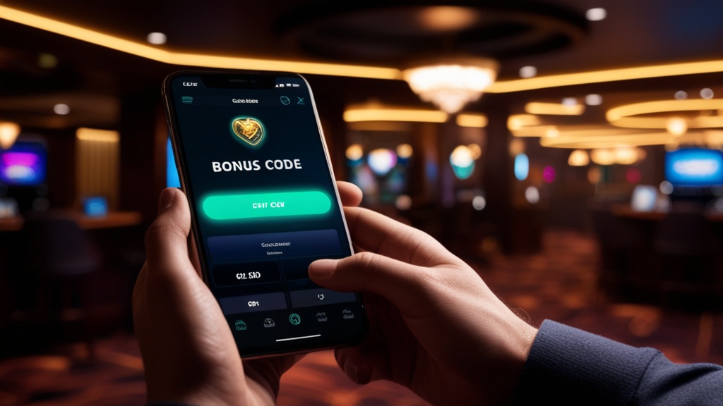 Spieler gibt einen Bonuscode in einem Casino-Konto ein